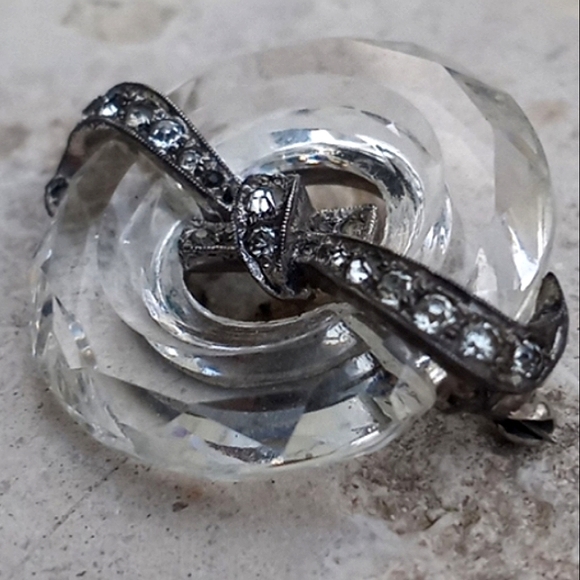 CINER STERLING SILVER Paste Stones Faceted Crystal Brooch Pin ANTIQUE - Picture 7 of 15